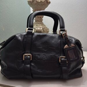 Prada black pebble bag medium size